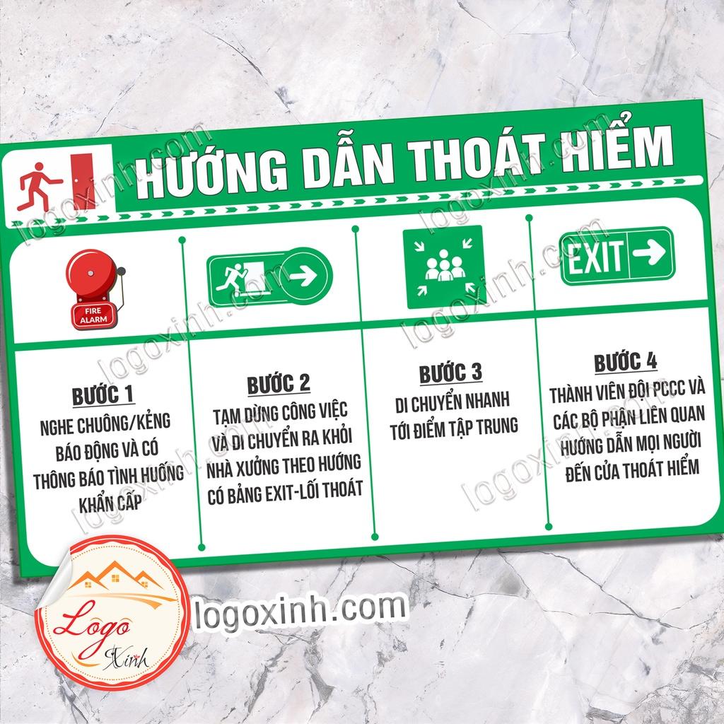 Logo Tem Sticker Bảng Hướng Dẫn Thoát Hiểm Trong Tình Huống Hỏa Hoạn Khẩn Cấp, Hiệu Lệnh PCCC- Tiêu Lệnh Chữa Cháy