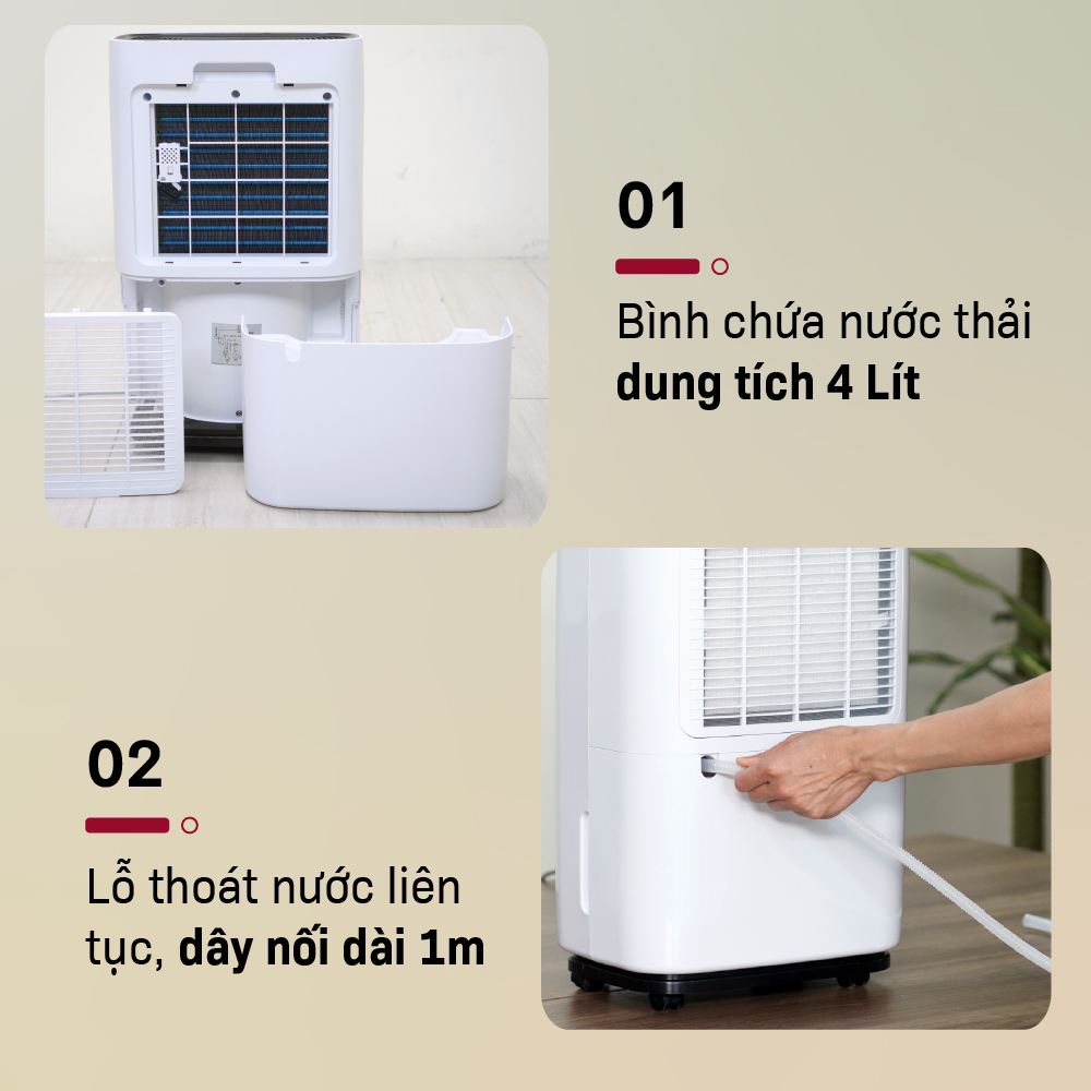 Máy hút ẩm lọc không khí 40m2 DH25W nhập khẩu FUJIHOME Nhật Bản, máy hút ẩm không khí HEPA thông minh mini đèn LCD hiển thị độ ẩm - HÀNG CHÍNH HÃNG