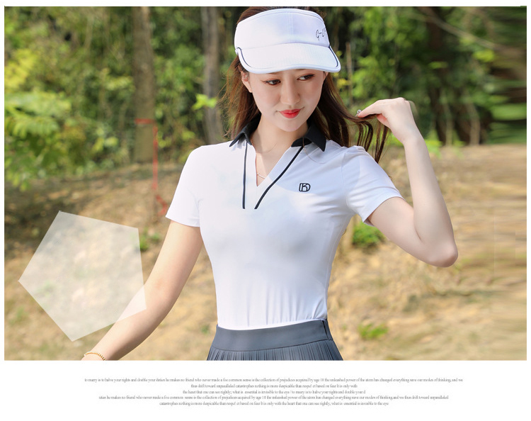 Fullset golf nữ DKGOLF D-SN23090 - D-KN23091 - Áo cộc tay ôm body kết hợp với chân váy xòe siêu nữ tính