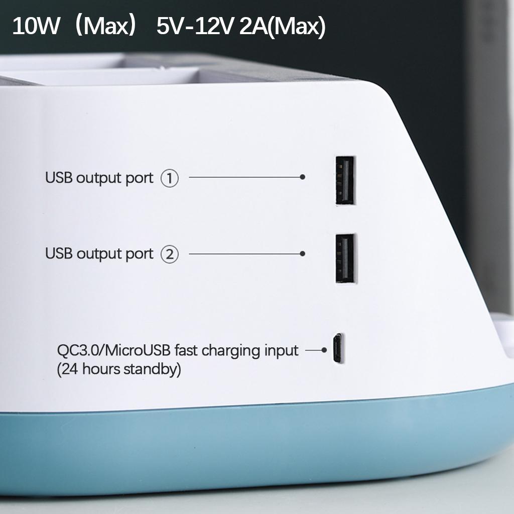 Makeup Storage Holder Phone Charging Station Stationery Organizer Blue