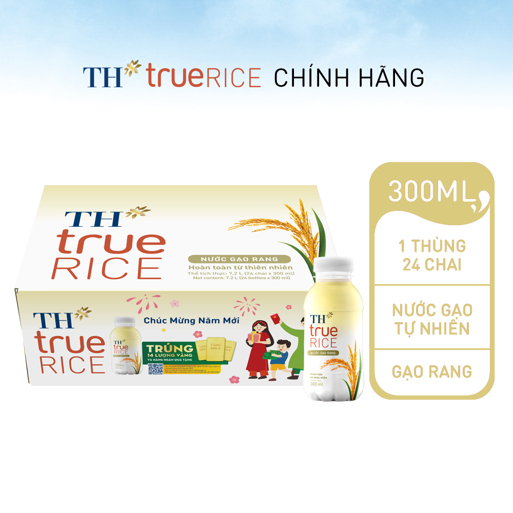 Thùng 24 chai nước gạo rang TH True Rice 300ml (300ml x 24)