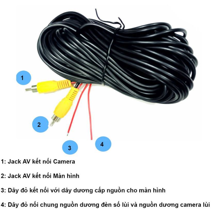 Dây camera lùi ô tô chân cắm AV chiều dài 6m,10m,15m,20m