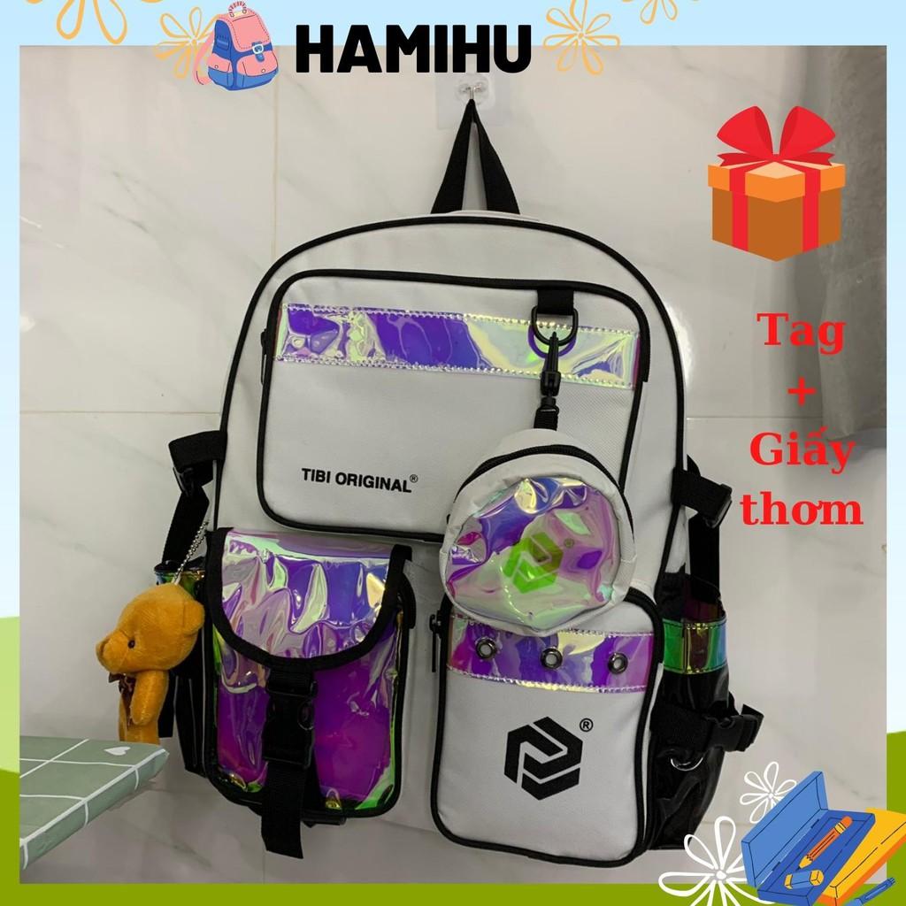 Balo đi học, balo phản quang Hamihu HM3T, balo Ulzzang basic Hàn Quốc