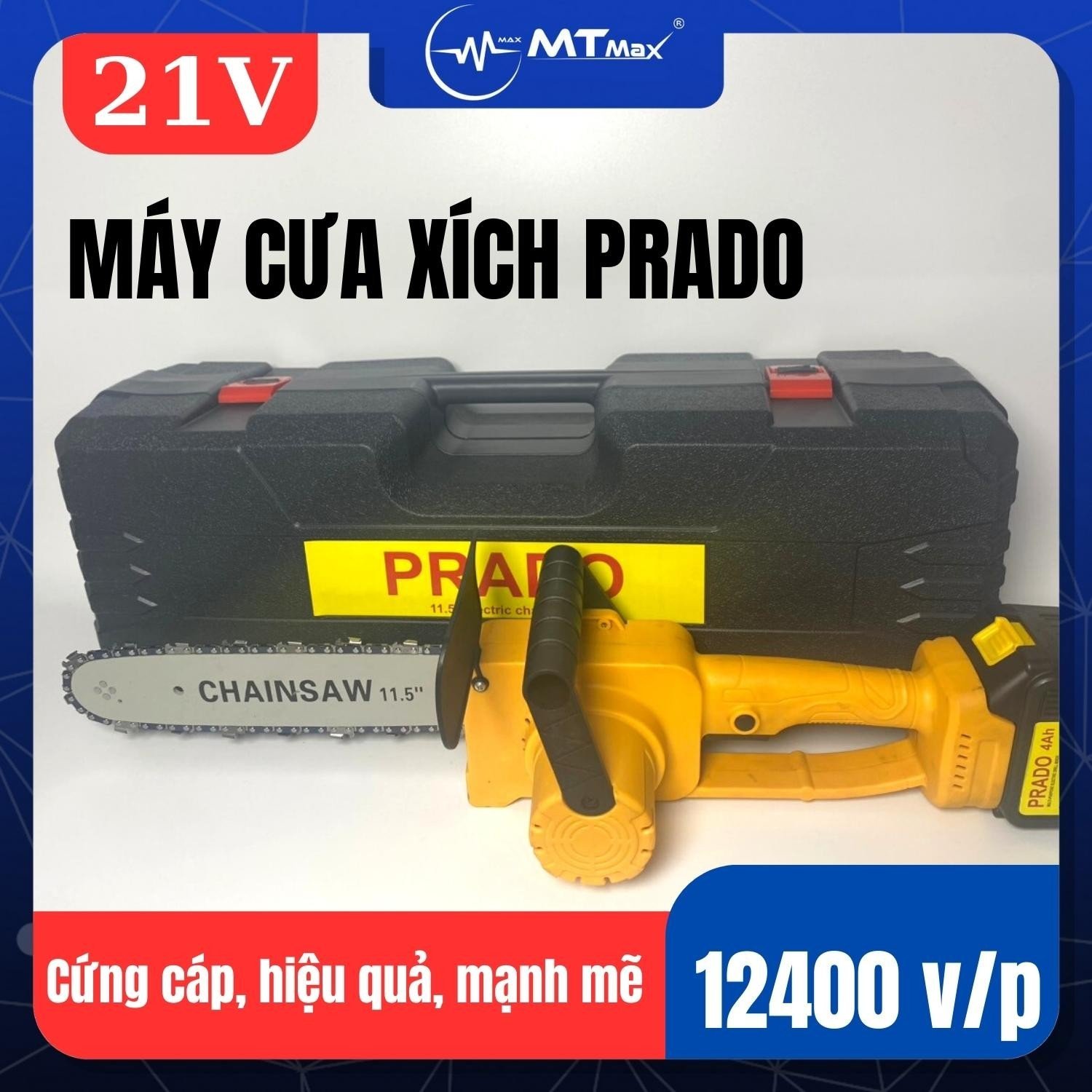 Máy Cưa Xích PRADO – Lam Xích 30cm, Tặng 2 Pin 21V, Thiết Kế Nhỏ Gọn, Tiện Lợi Đi Rừng, Làm vườn , Làm Gỗ Mỹ Nghệ
