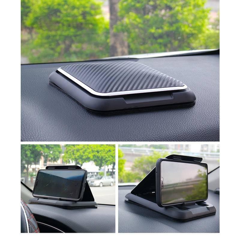 Giá Đỡ Điện Thoại Gắn Bảng Điều Khiển Xe Hơi Họa Tiết Sợi Carbon Chống Trượt Có Thể Gấp Gọn