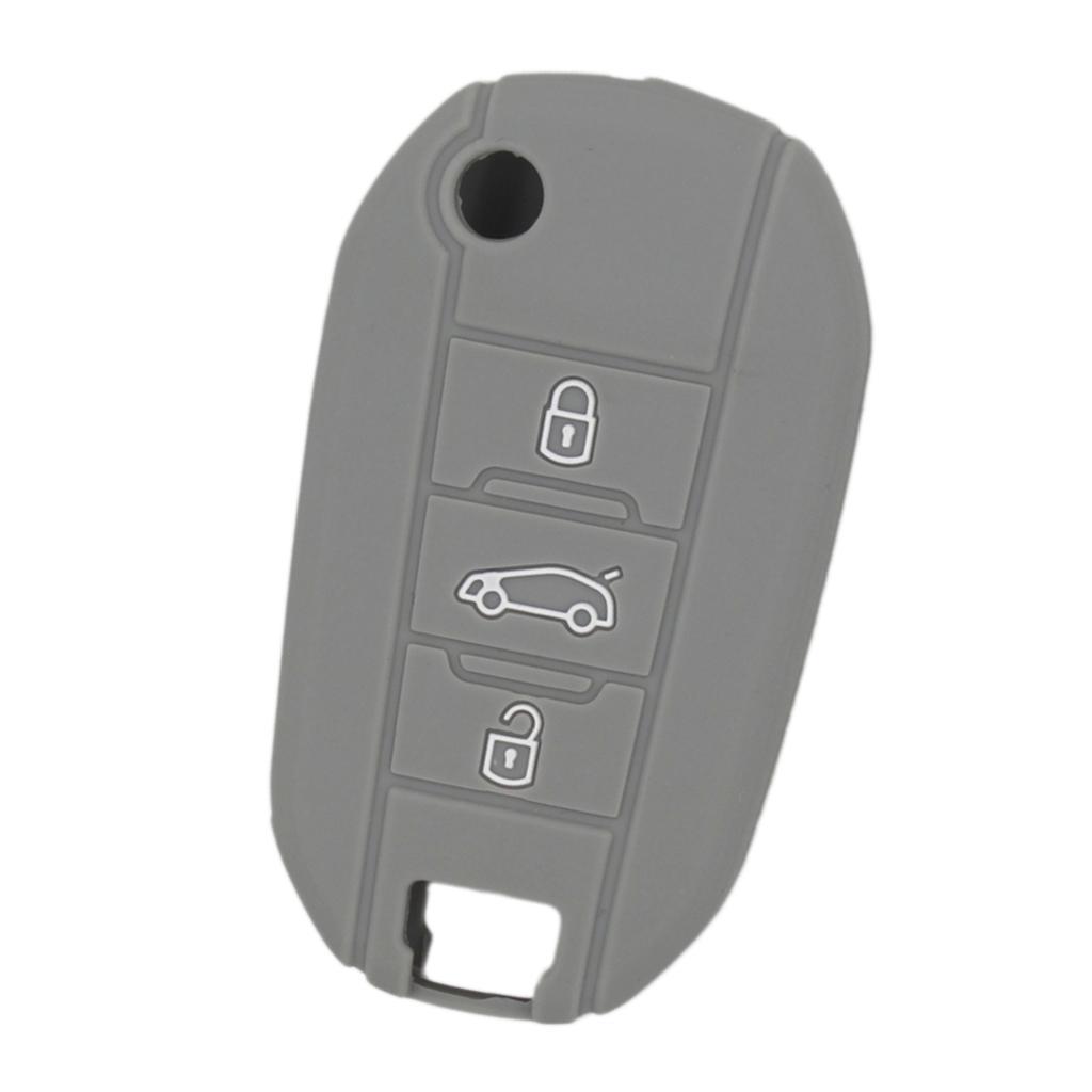 Silicone Car Key Case  for  Folding Remote Key Fob Case Shell 3 Buttons Gray