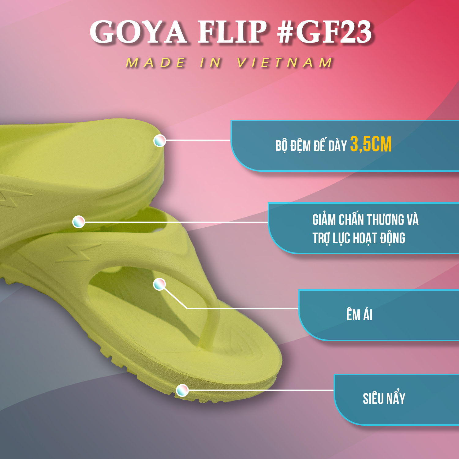 [HOT] Dép Thể thao chạy bộ Goya Flip GF23 - Màu Neon
