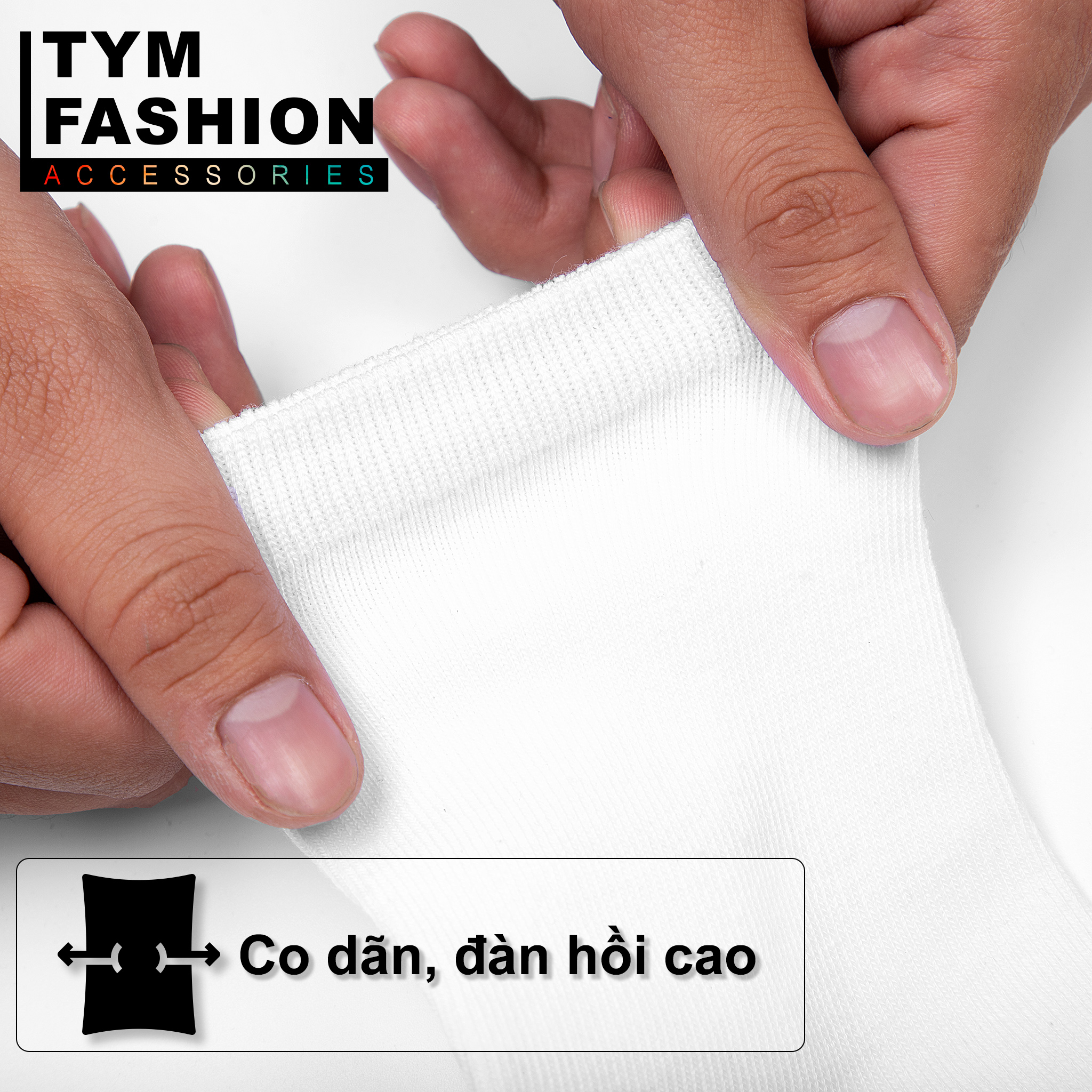 Vớ Cotton dệt cao cấp Nam Nữ TYM - trơn - kích thước Thấp Lửng Cao - Thoáng khí, thấm hút tốt - SOCKT001 - TYM FASHION