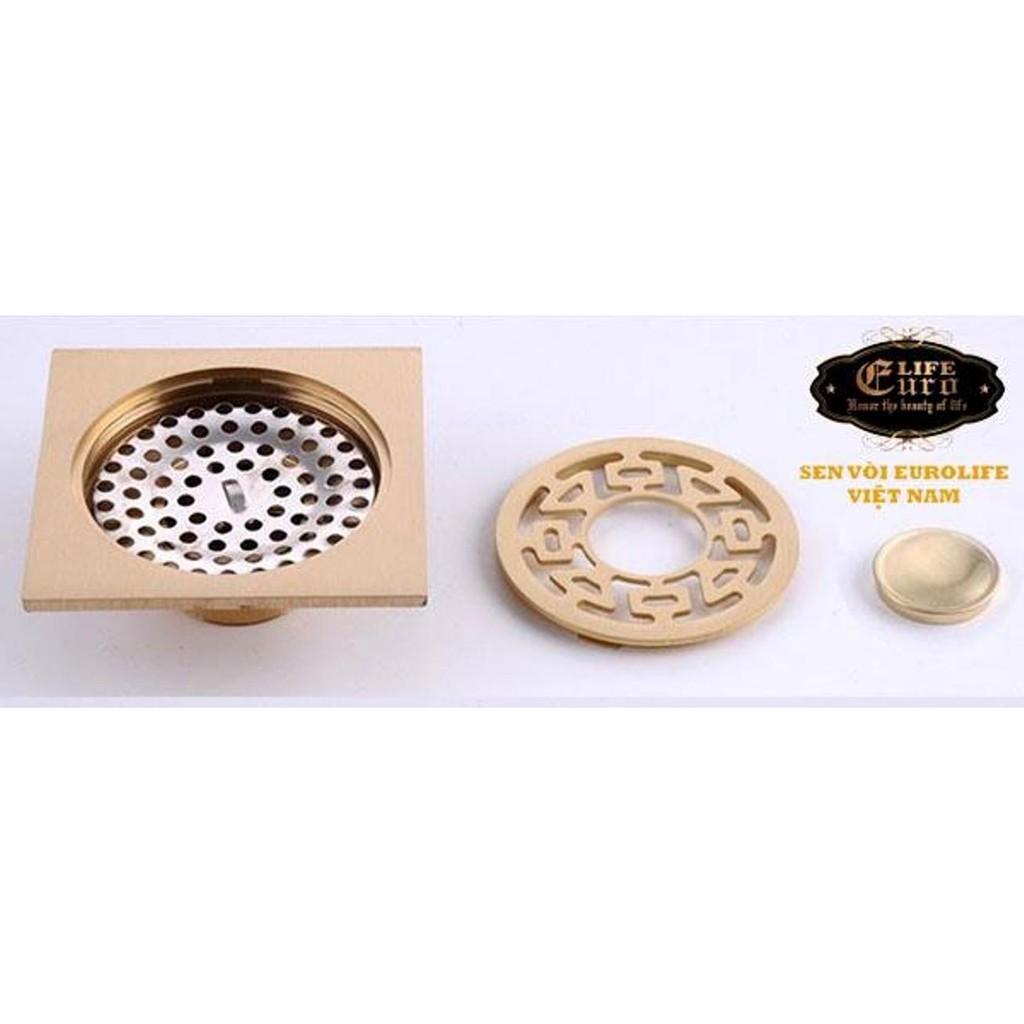 Hố ga thoát sàn Đồng hoa văn 10x10cm Eurolife EL-HG09