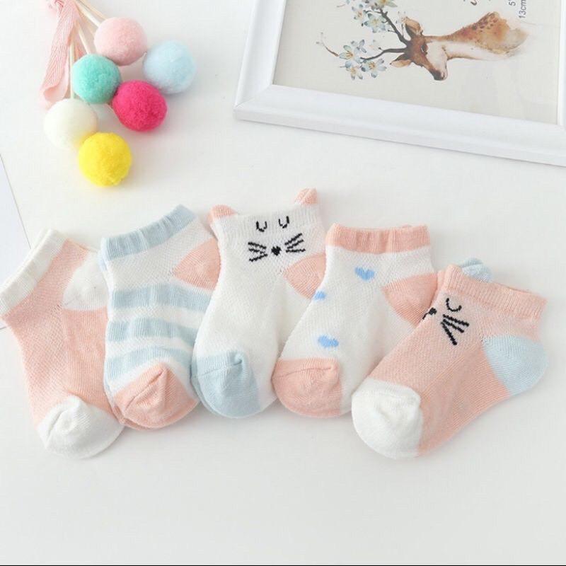 TẤT LƯỚI ️FREESHIP️ Set 5 Đôi Tất Lưới Kid's Socks Cổ Thấp Cho Bé