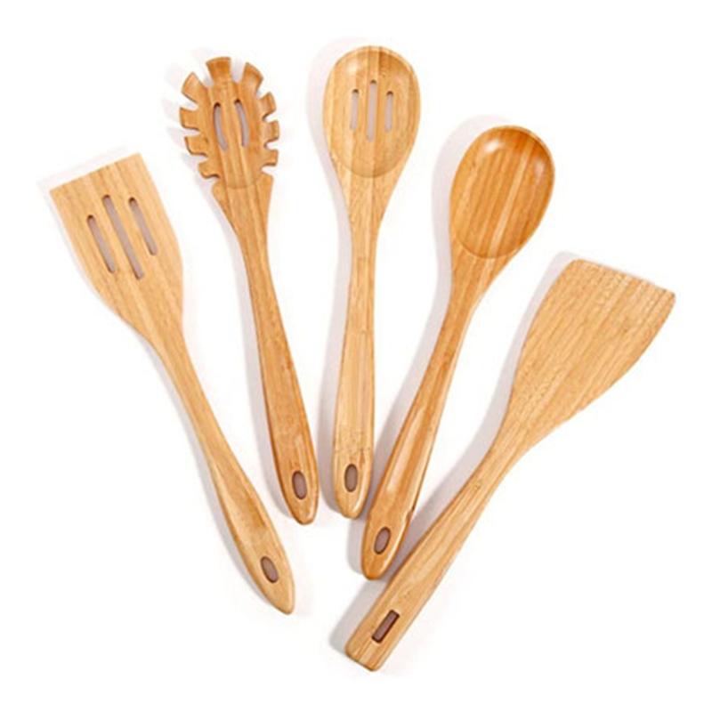 Thìa Gỗ Cho Nấu Ăn 5 Hữu Cơ Tre Tiện Dụng Bộ Dụng Cụ Nhà Bếp Thìa Đũa Thìa