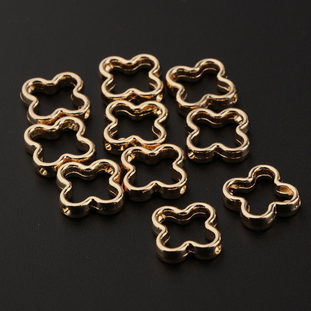 10 Pieces Metal Geometric Hollow Charms Pendant for DIY Earrings Flower