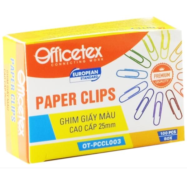 Ghim Giấy Màu Cao Cấp 25 mm Officetex OT-PCCL003 (100 Ghim/Hộp)