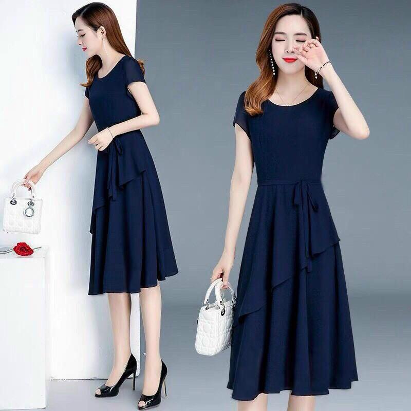 ĐẦM VOAN CHIFFON CÓ LỚP LÓT,THIẾT KẾ HỌA TIẾT TRƠN NHƯNG KHÔNG KÉM PHẦN SANG TRỌNG