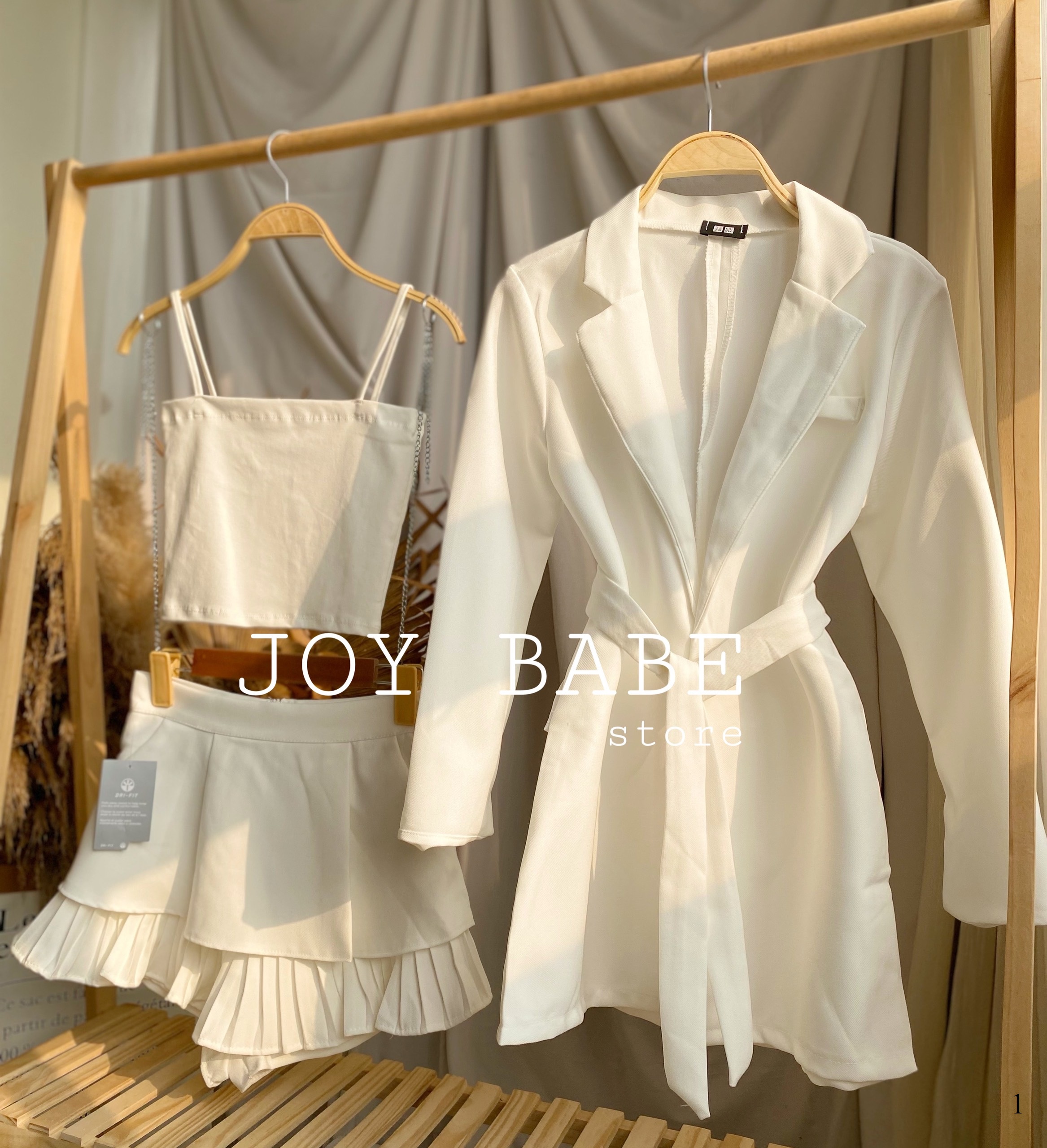 Áo vest kèm thắt lưng sang chảnh JOY BABE  mix nhiều kiểu như blazer nữ giả đầm thắt eo trắng đen giấu quần VEST 1 -9A