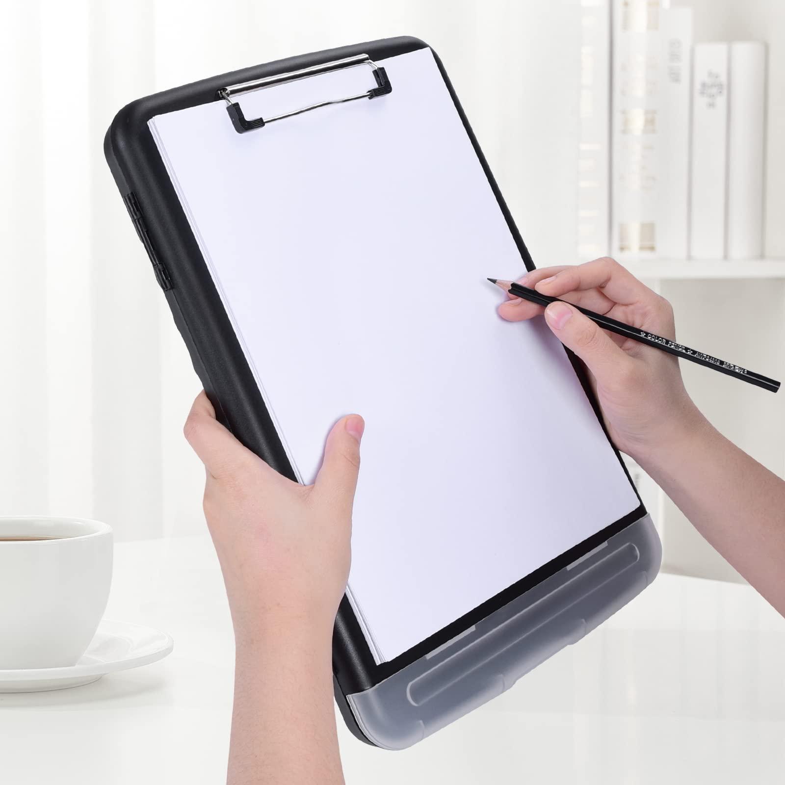 Bảng kẹp nhựa với lưu trữ, clip hiệu suất cao, hộp lưu trữ bảng kẹp, trọng lượng thấp, viết mượt mà cho công việc, kích thước 14 x 9,6 x 1,2 inch