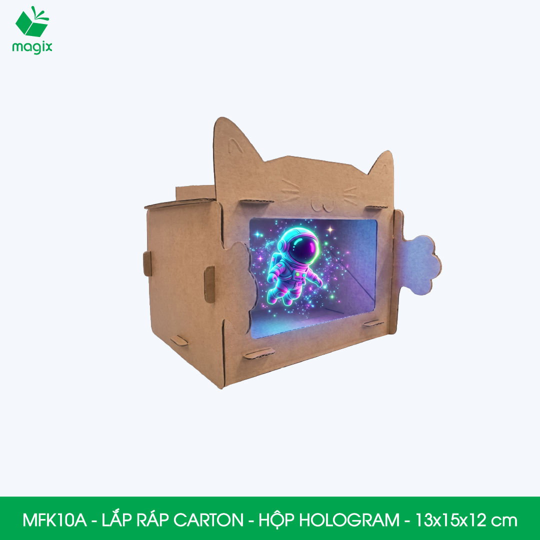 MFK10A - 15x13x12 - Hộp giấy chiếu phim Hologram 3D - Lắp ráp carton - Tạo ảo ảnh từ điện thoại