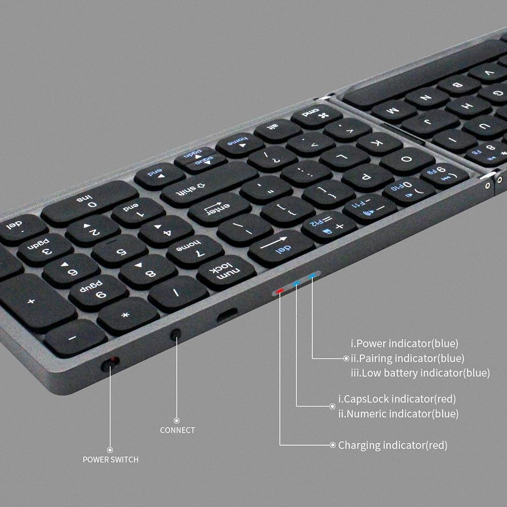 Foldable BT Wireless Keyboard Portable Keyboard Pocket-size Keyboard Support Android Windows IOS Smartphone and Tablet