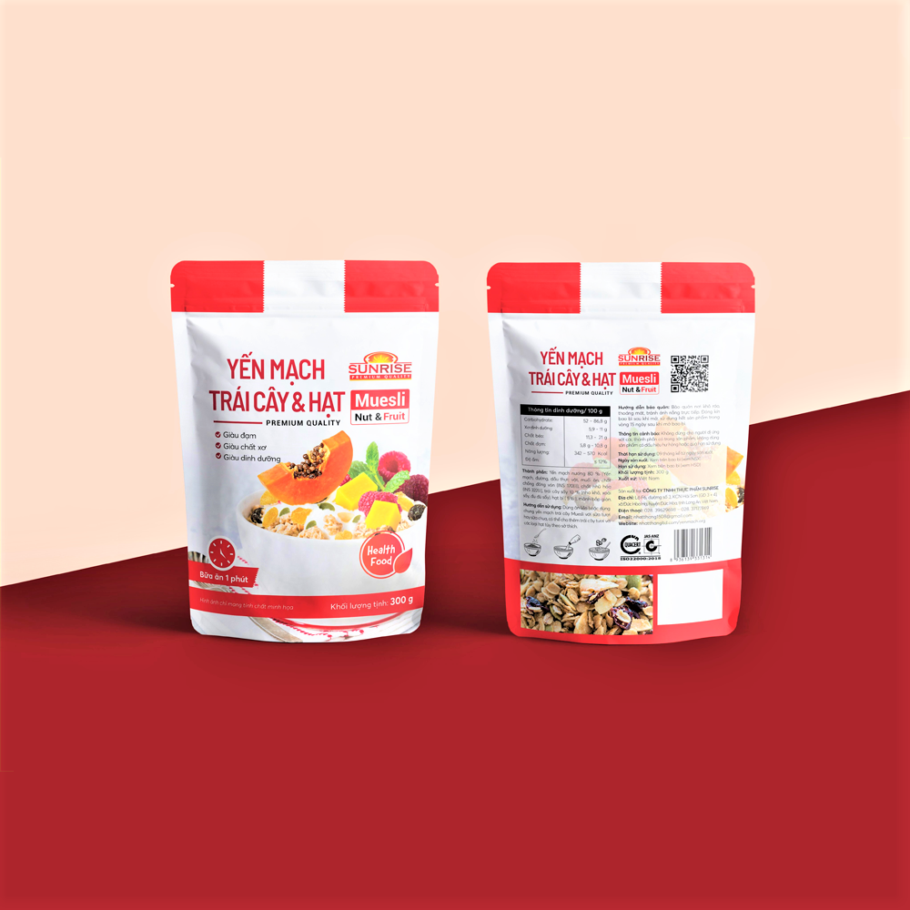 Ngũ cốc Muesli Sunrise Nut And Fruit ăn kiêng giảm cân gói 300g