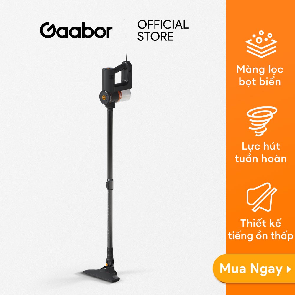 Máy hút bụi 2in1 Gaabor VCW16M-BK01A lực hút siêu mạnh 16000Pa lõi lọc HEPA đầu hút linh hoạt - Hàng chính hãng