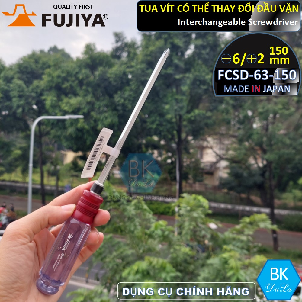 Tuốc nơ vít điện- tua vít điện đầu dẹt màu xanh Fujiya FESD-6-150 made in Japan