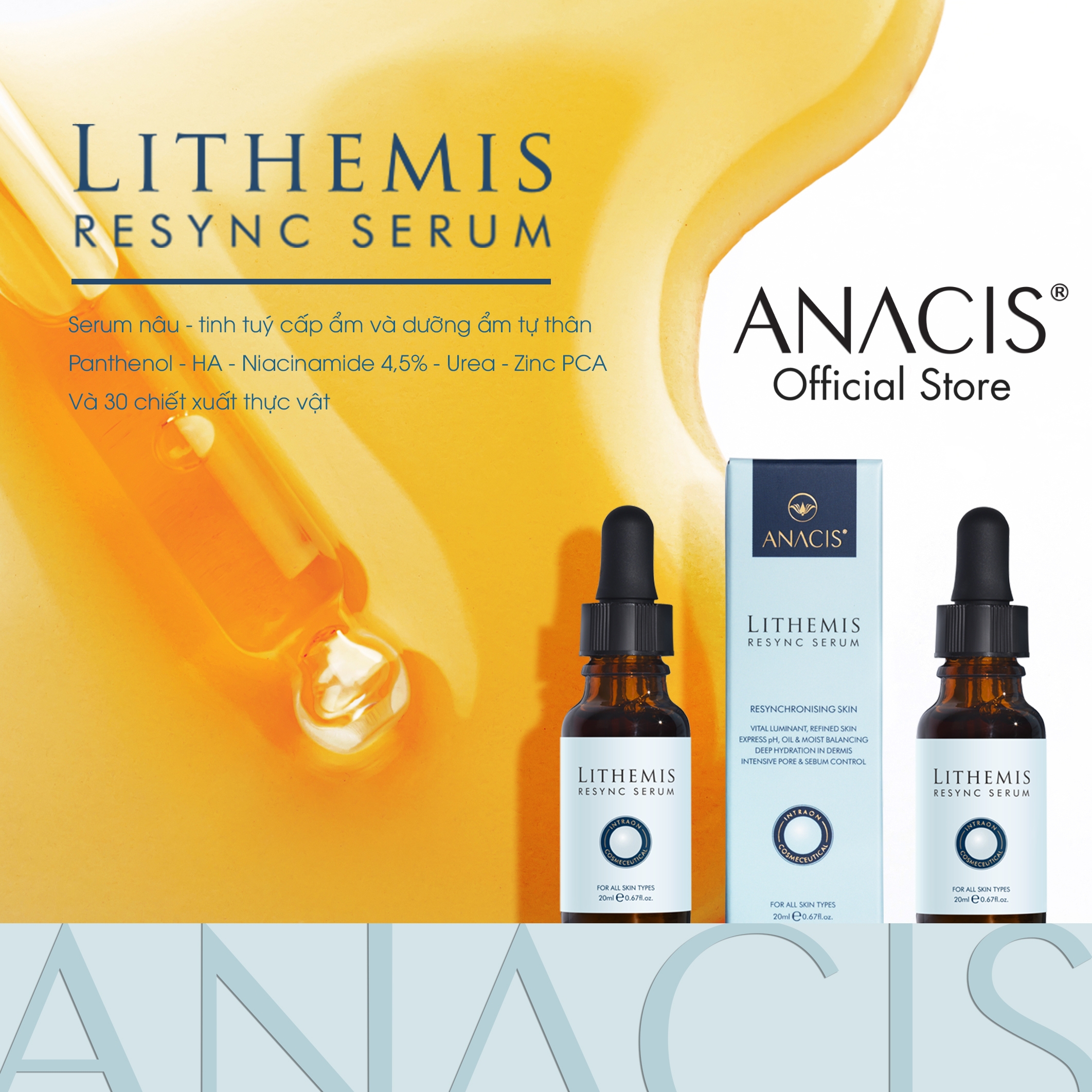 Serum cấp ẩm phục hồi da Lithemis Resync Serum thương hiệu Anacis 20ml