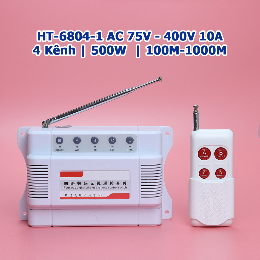 Công tắc HT-6804-1 1KM bộ điều khiển từ xa 4 Kênh 1000M 220V 380V