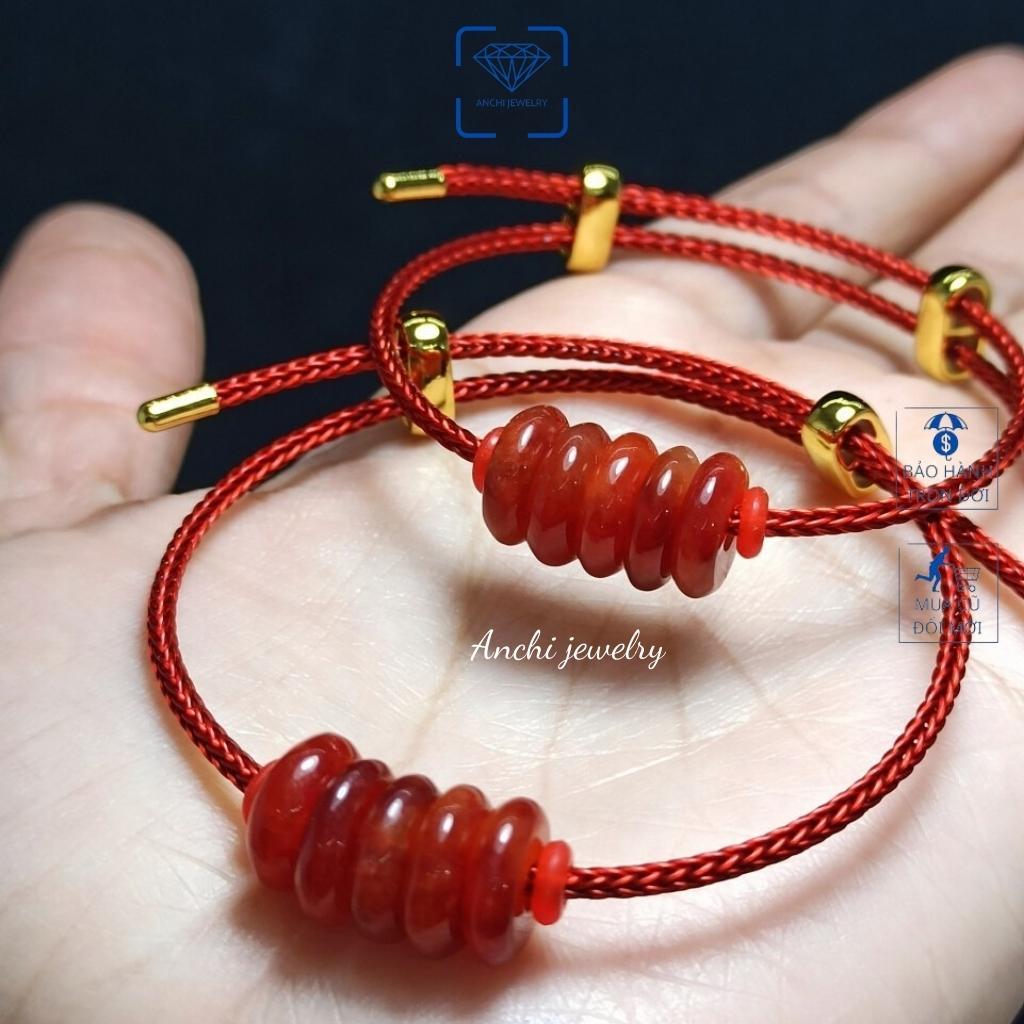 Vòng tay dây cước đeo charm dây nhỏ 2mm màu đỏ và đen phong thủy may mắn, Anchi jewelry
