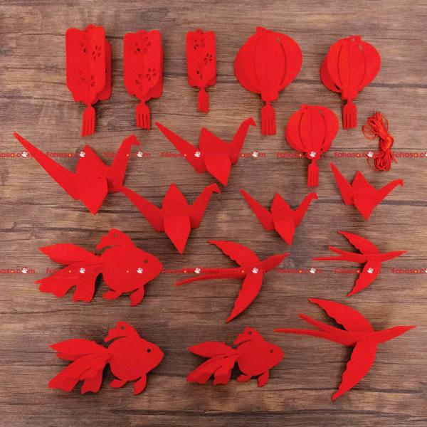 Set Vải Dạ Hình Hạc Treo Cây - Trang Trí Tết - Bách Mộc