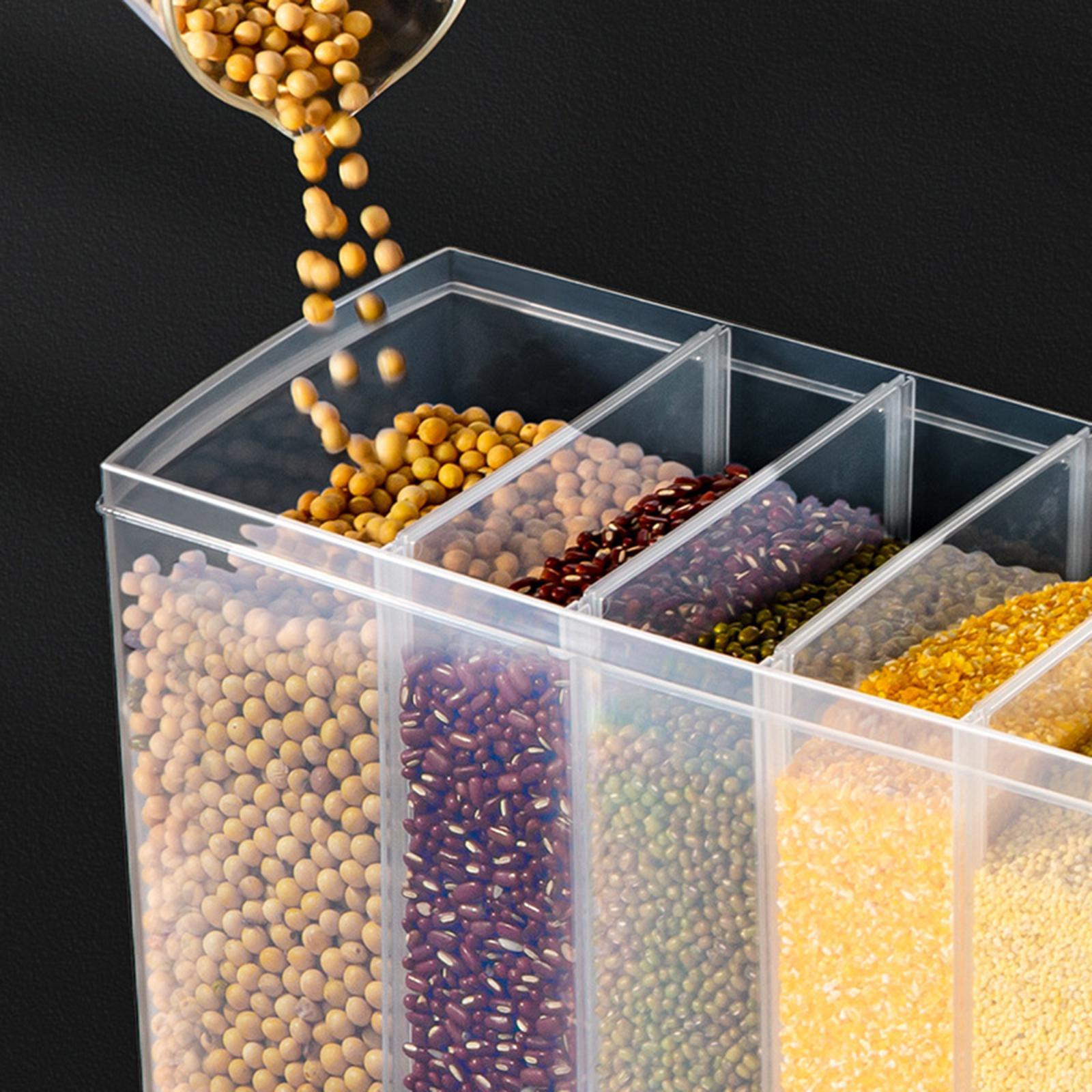 6 Grid Dry Food Dispenser Food Container Rice Dispenser for Countertop Cupboard Cabinet