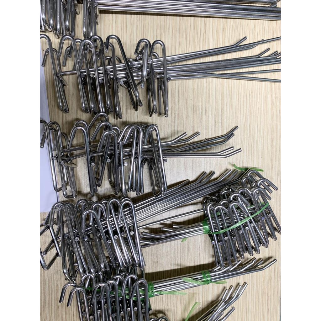 Bộ 10 móc inox cài lưới, tay cài lưới dùng cho tấm lưới treo đồ siêu thị, phụ kiện điện thoại, decor trang trí dài 5 cm