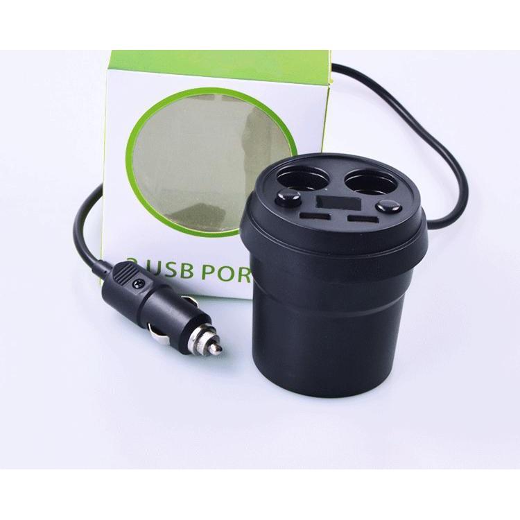 CỐC SẠC CHIA 2 NGUỒN CẮM TẨU + 2 CỔNG USB CHO Ô TÔ XE HƠI - BỘ CHIA 2 Ổ CẮM TẨU SẠC ĐIỆN THOẠI, MÁY TÍNH BẢNG ĐA NĂNG