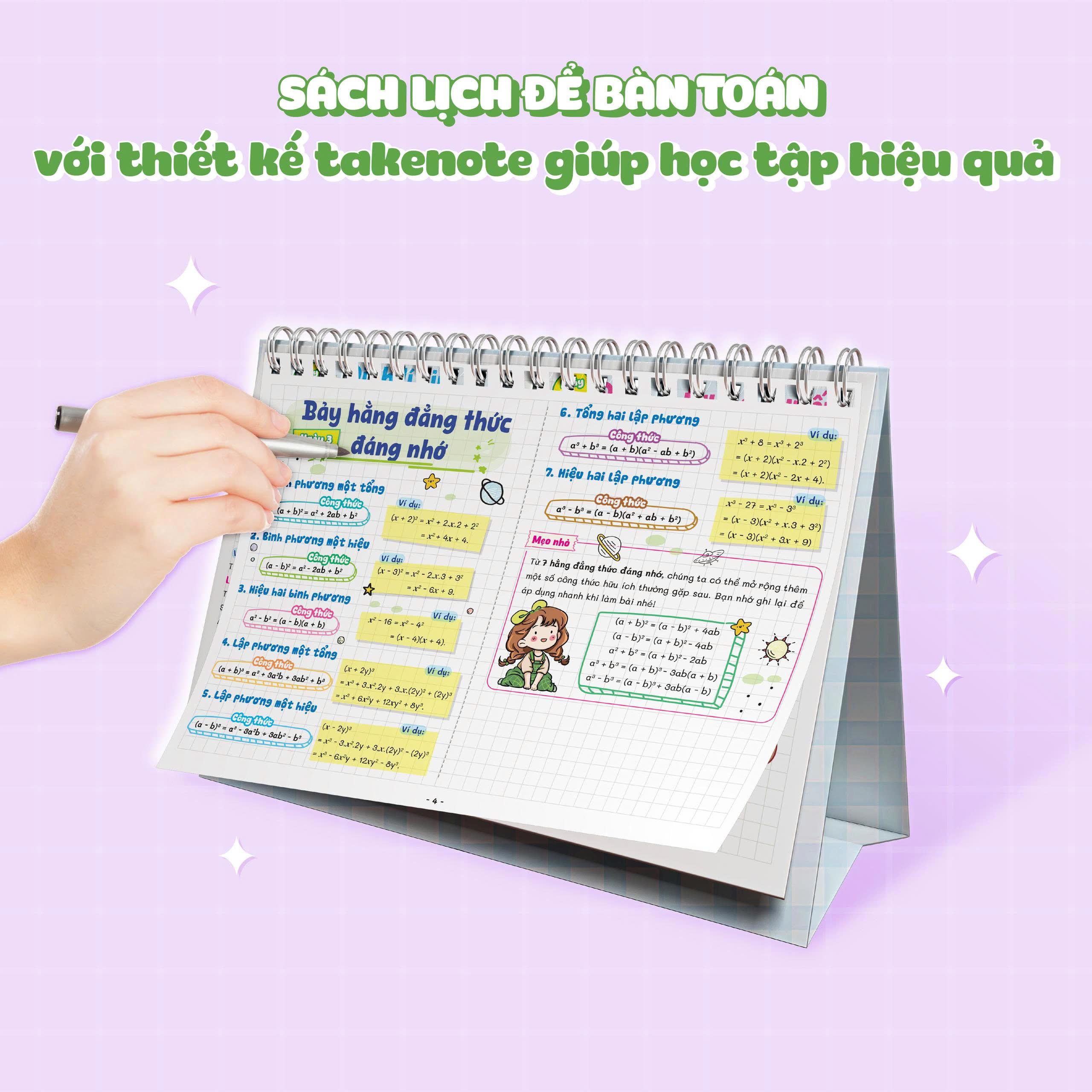 Sách - Sách Lịch Để Bàn - Tra Cứu Nhanh Kiến Thức Hàng Ngày - Toán 8