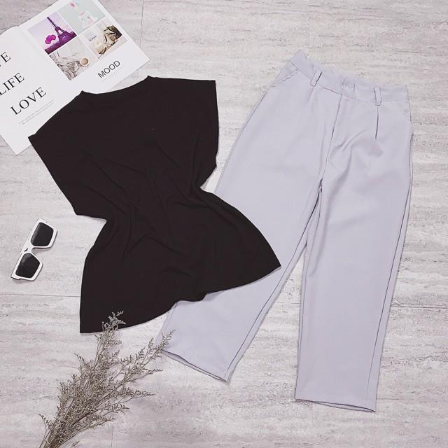 Quần baggy nữ lưng cao công sở dáng thụng vải đẹp tuyết mưa Q04