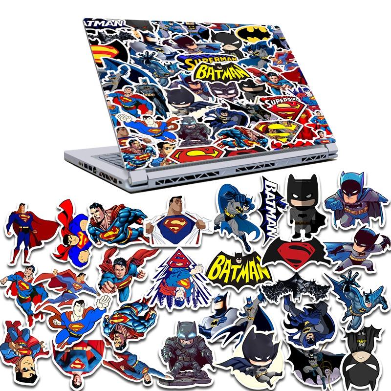 Sticker Super Man và Batman trang trí mũ bảo hiểm, đàn, guitar, ukulele, điện thoại laptop