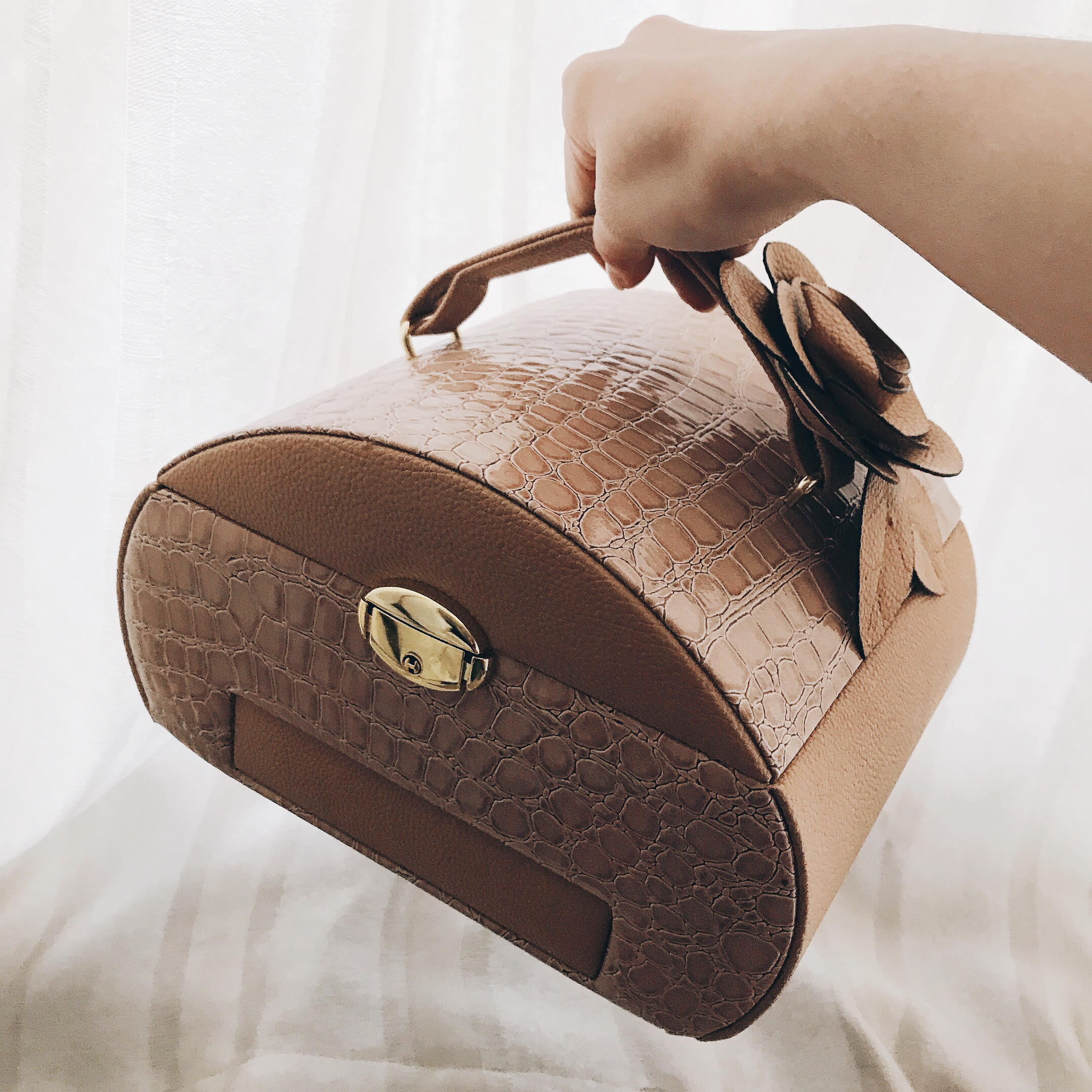 Hộp đựng nữ trang trang sức nhiều ngăn màu nâu cafe 2801 HTS2801SS