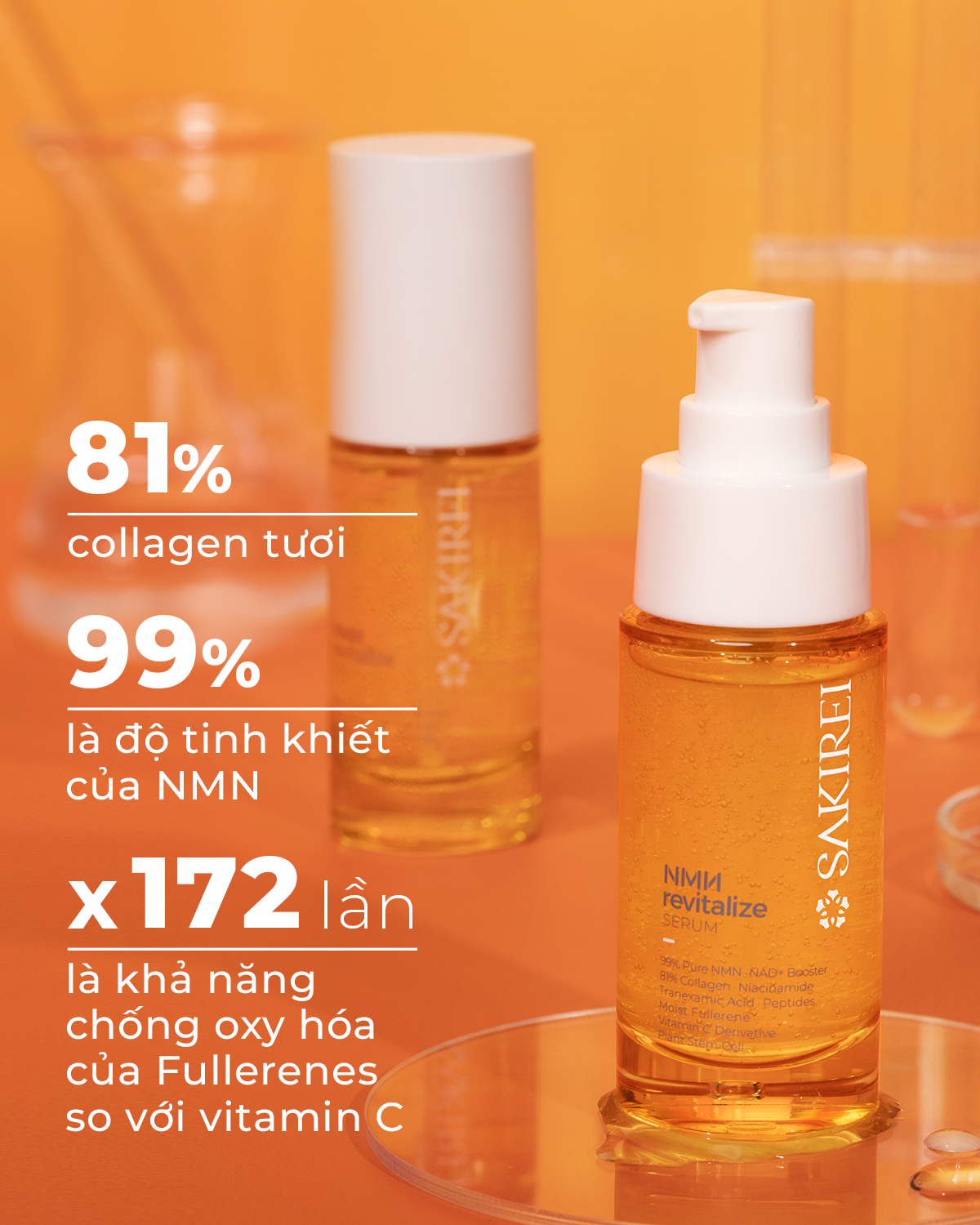 Combo Serum NMN và Kem dưỡng phục hồi da Sakirei NMN Revitalize từ Nhật Bản