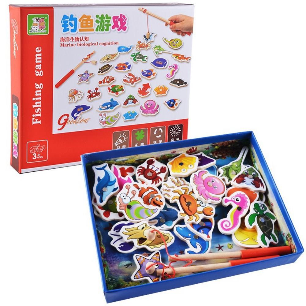 Bộ Đồ Chơi Gỗ Câu Hải Sản - Câu Cá 32 Con