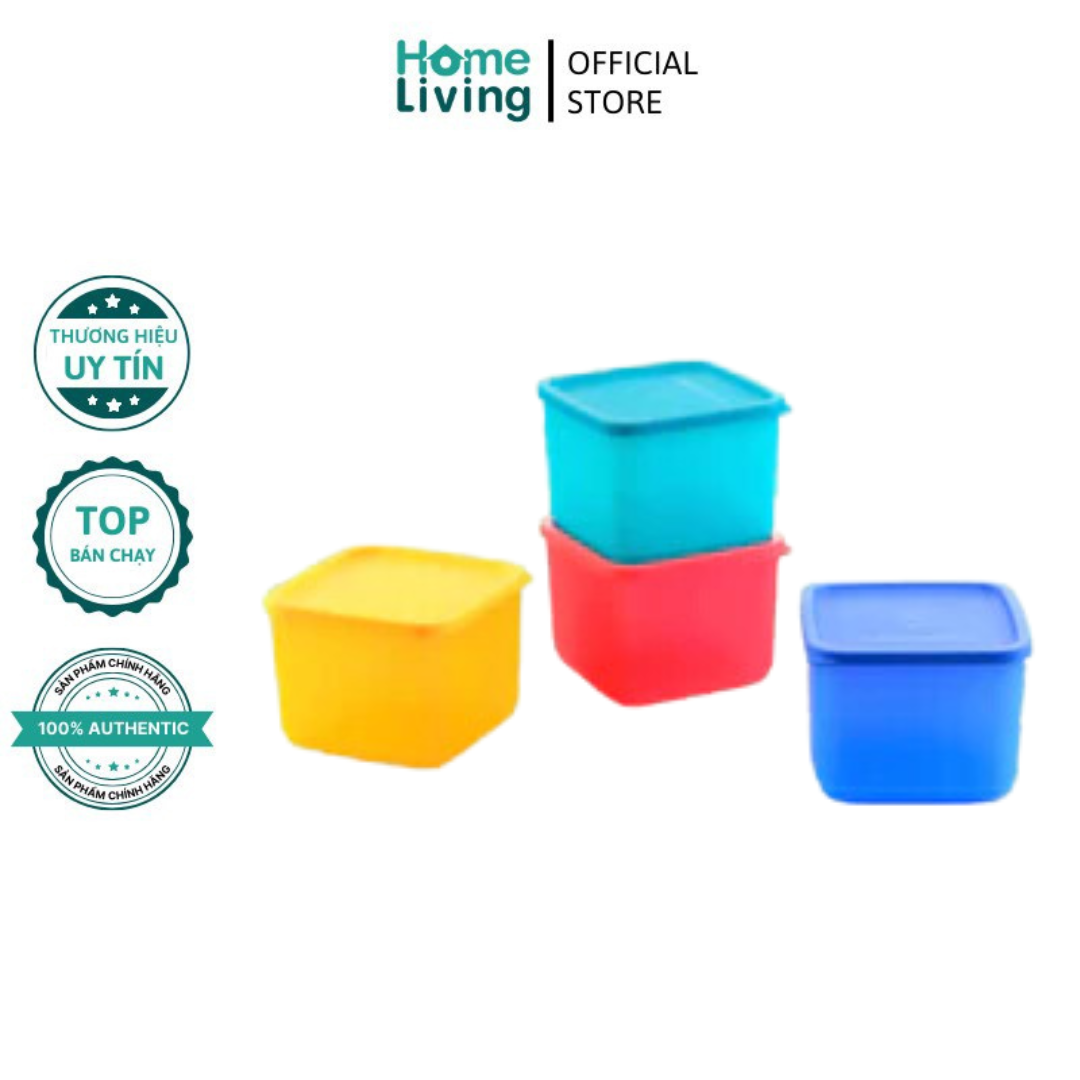 Bộ Trữ Khô &amp; Mát Tupperware Medium Square Round 4 Gen I Hộp Màu Ngẫu Nhiên