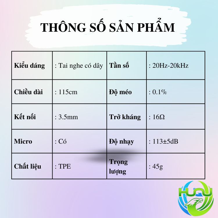 Tai Nghe Nhét Tai Giá Rẻ Huqu HQ65 - Hàng Chính Hãng