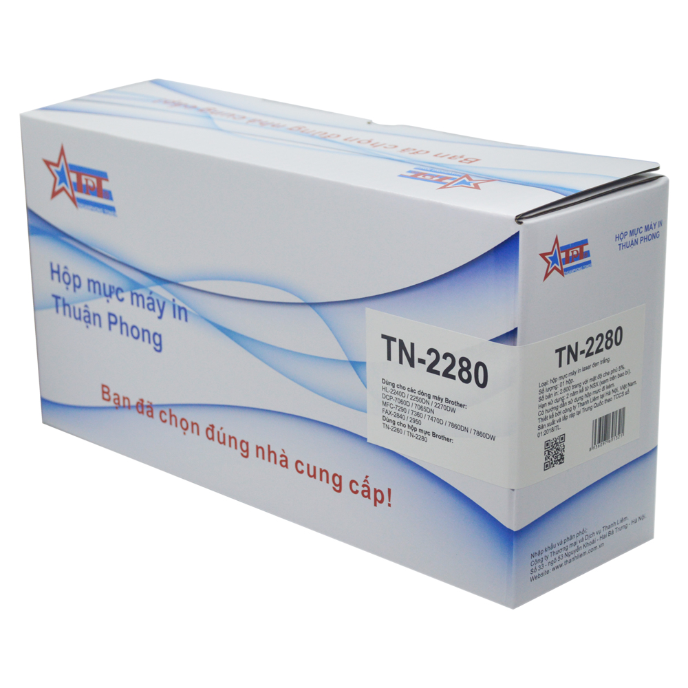 Hộp mực Thuận Phong TN-2280 dùng cho máy in Brother HL-2240/ 2250 / 2270/ DCP-7060/ MFC 7360/ 7470/ 7860 - Hàng Chính Hãng