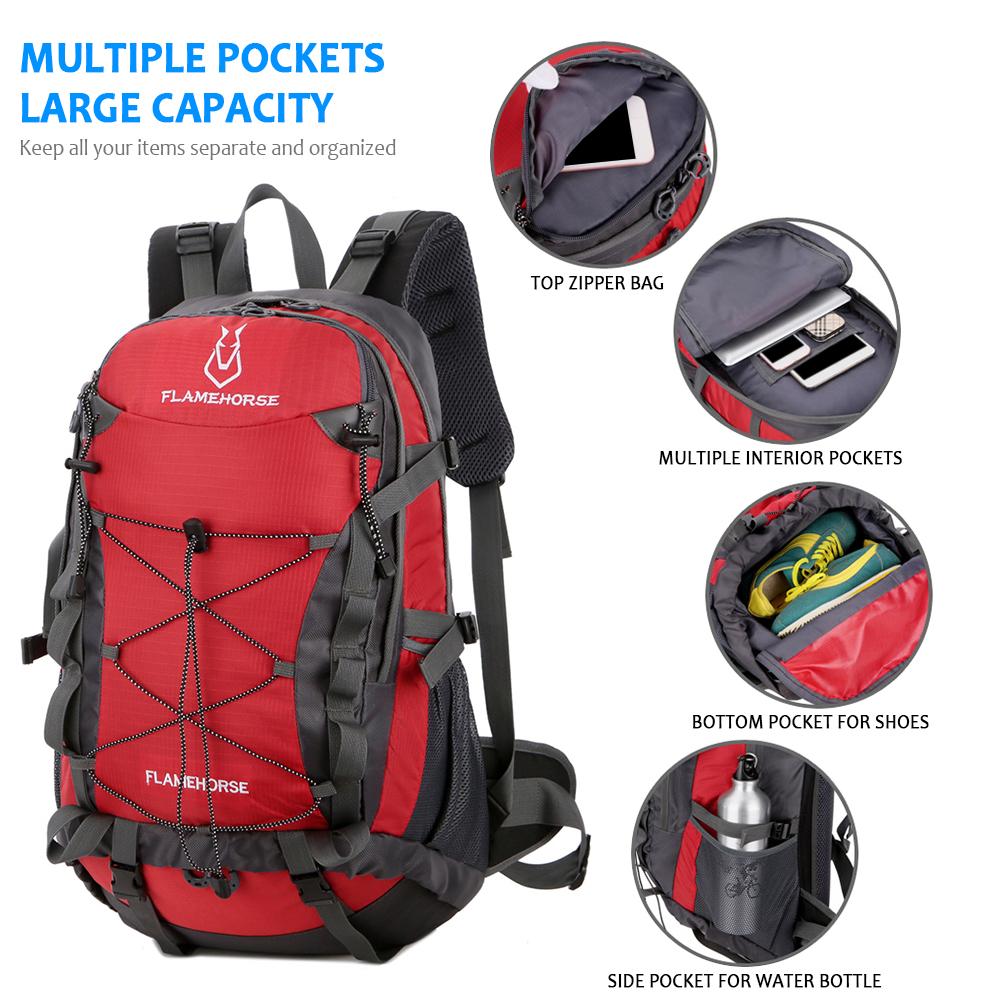 Ba lô thể thao ngoài trời Daypack 40L bằng vải nylon chất lượng cao, chống nước và chống rách, nhiều túi