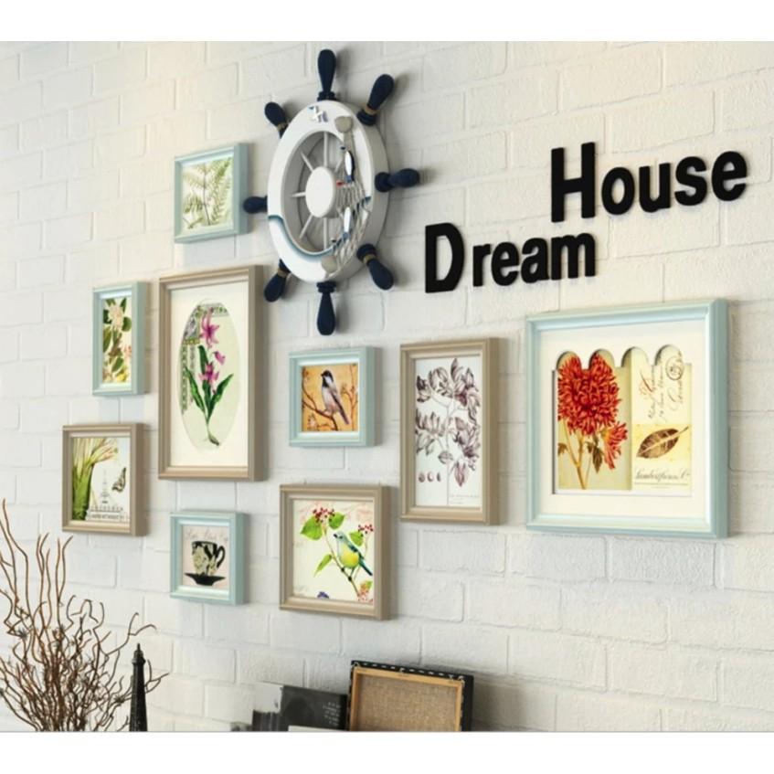 Bộ khung ảnh treo tường trang trí phòng khách, nhà ở, quán tea, coffee Dream House