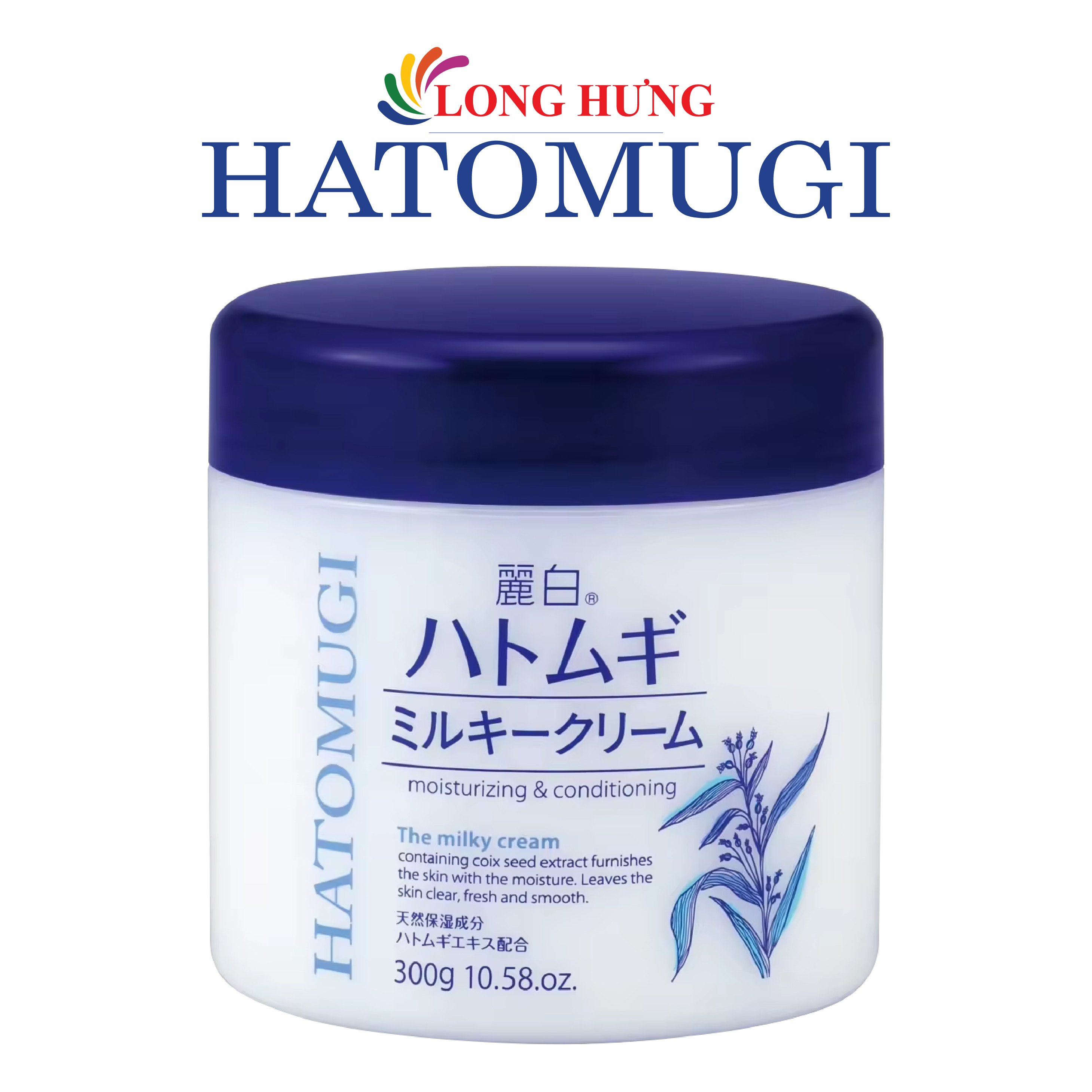 Kem dưỡng da Hatomugi Kumano Reihaku Moisturizing &amp; Conditioning Milky Cream (300g) - Hàng chính hãng