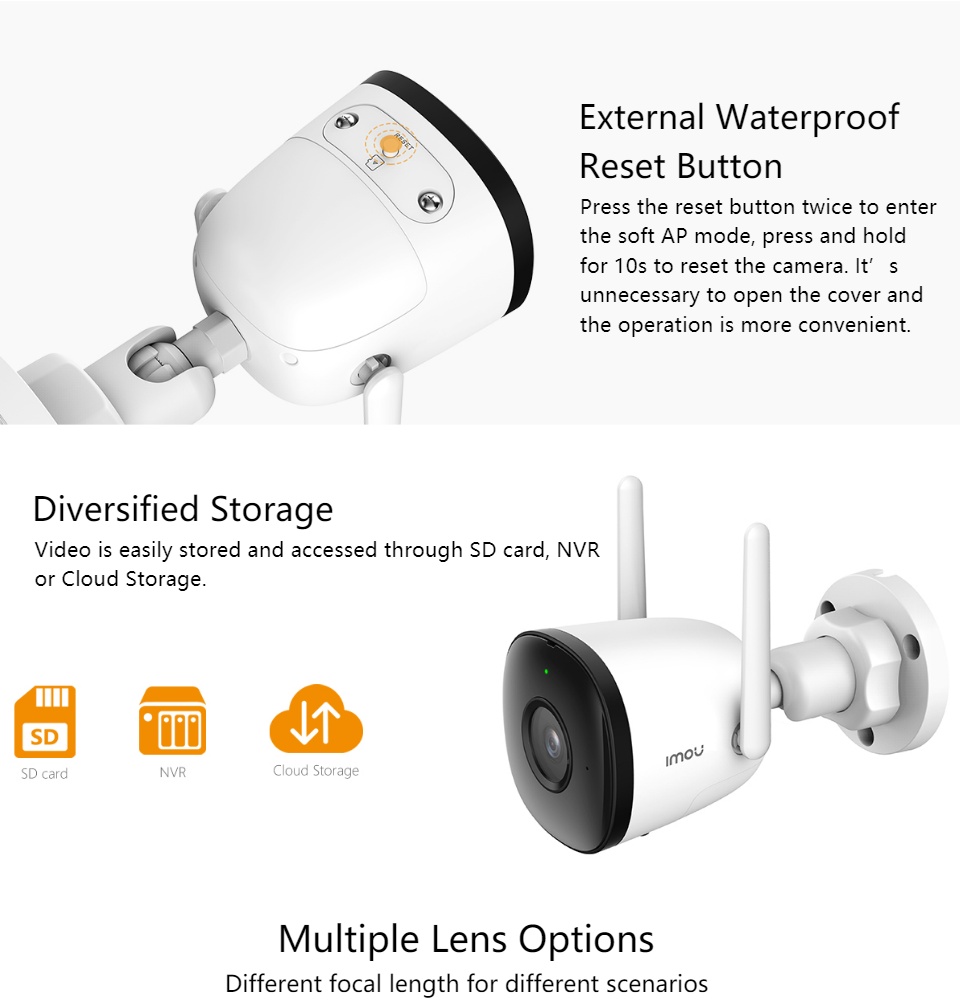 Camera ngoài trời IMOU F22P, F22FP chống nước, phát hiện chuyển động - Hàng chính hãng