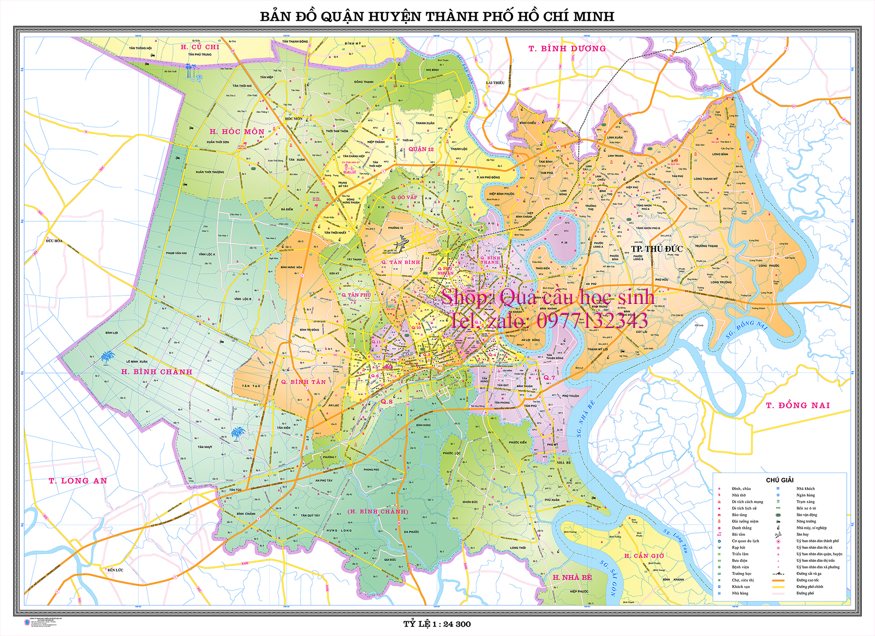Trung tâm Hồ Chí Minh khổ A0, 84x120cm