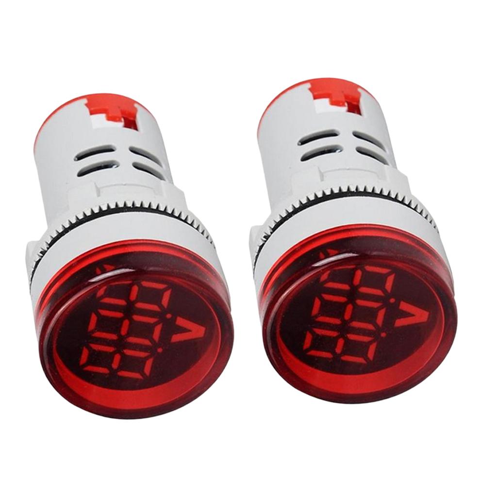Lots 2 Plastic DIY Mini Voltmeter Round Voltage Meter LED Indicator Light Red