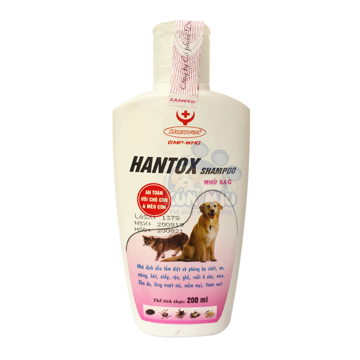 Dầu Tắm Trị Bọ Chét, Ve, Ghẻ, Rận Chó Mèo Hanvet Hantox 200ml 