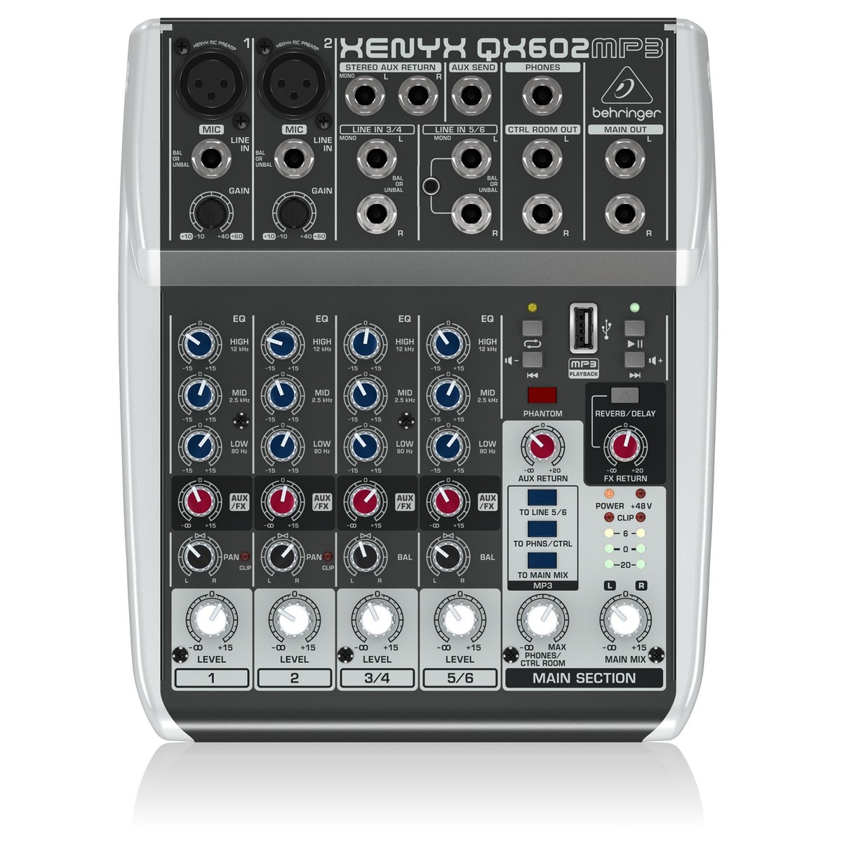 Behringer XENYX QX602MP3 6-Input Mixer with MP3 Player - Hàng Chính Hãng