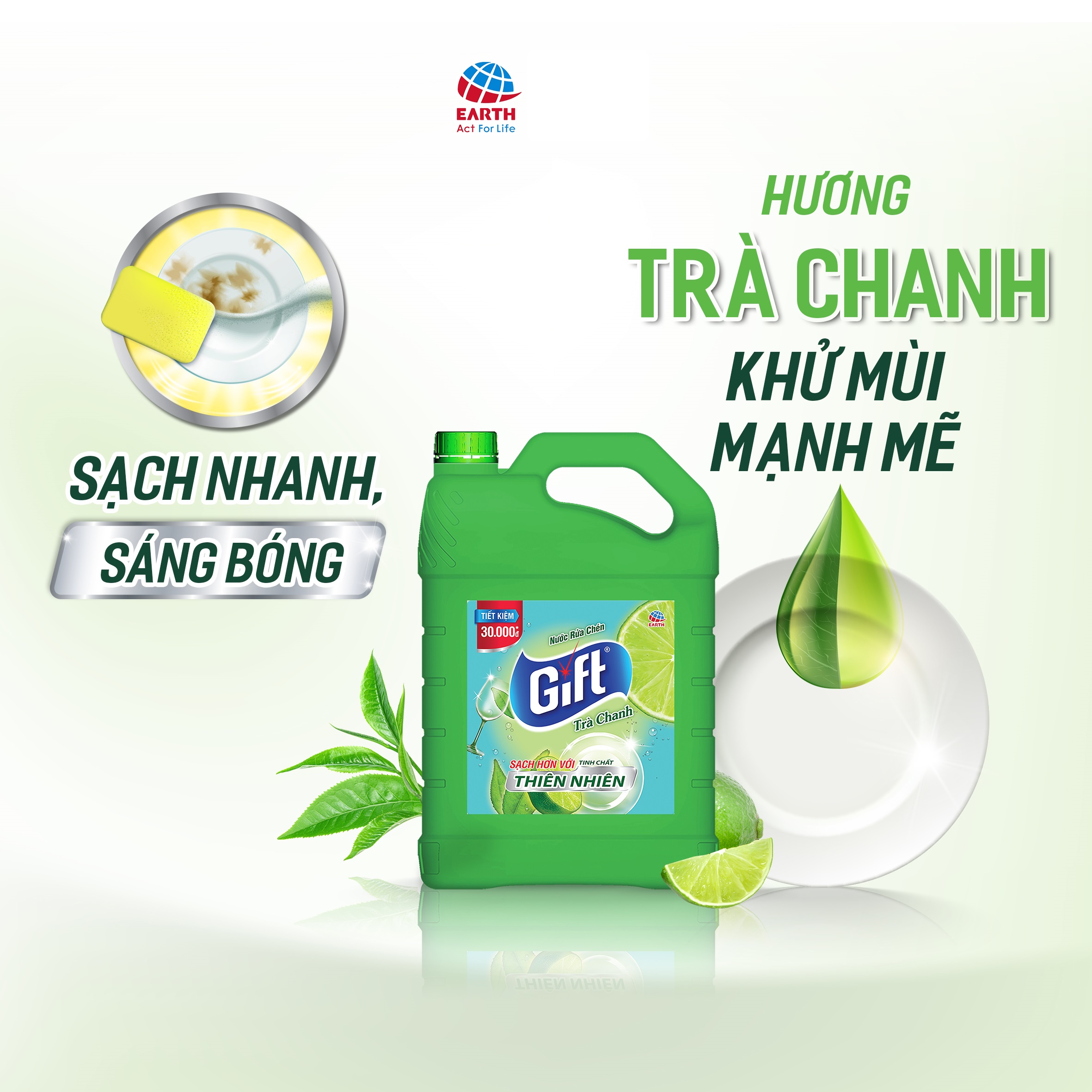 Nước rửa chén Gift Chanh/ Trà Chanh can 3.8 kg